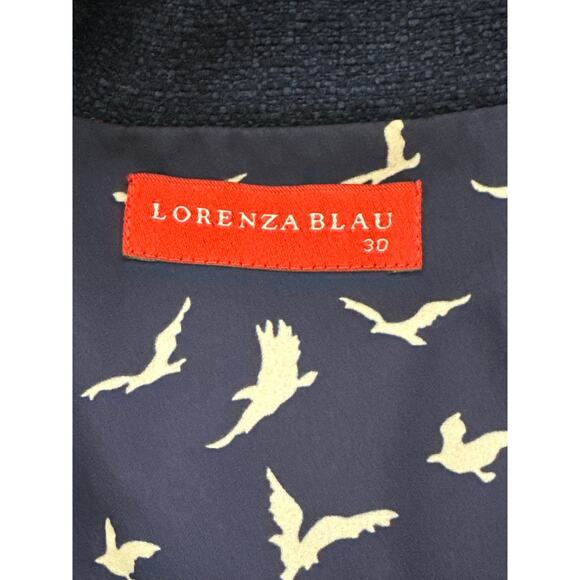 Lorenza Blau Lined Blazer 30 Navy Blue Gold Zip Trim Classic Preppy Coastal - Picture 11 of 16